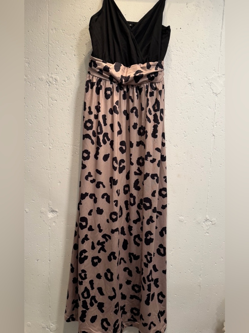 Black & Taupe Leopard Print Maxi Dress